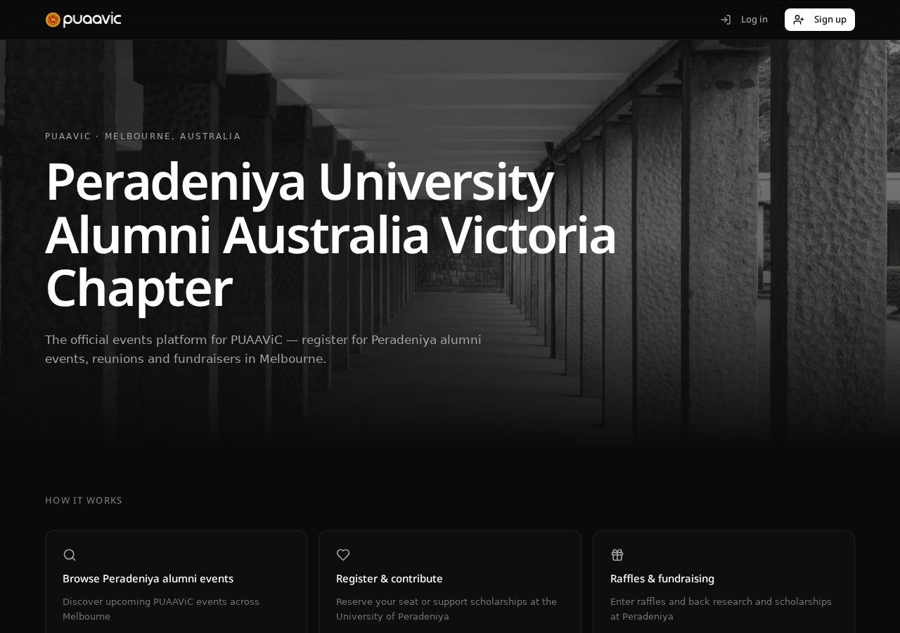 PUAAViC Events — event registration platform for Peradeniya alumni in Melbourne